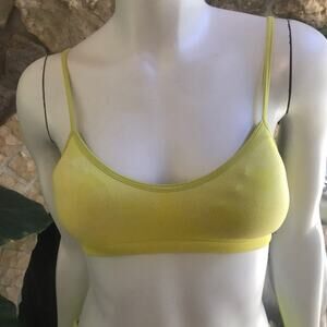 Oiselle Padded Yellow Green Sports Bra Women's Size Small